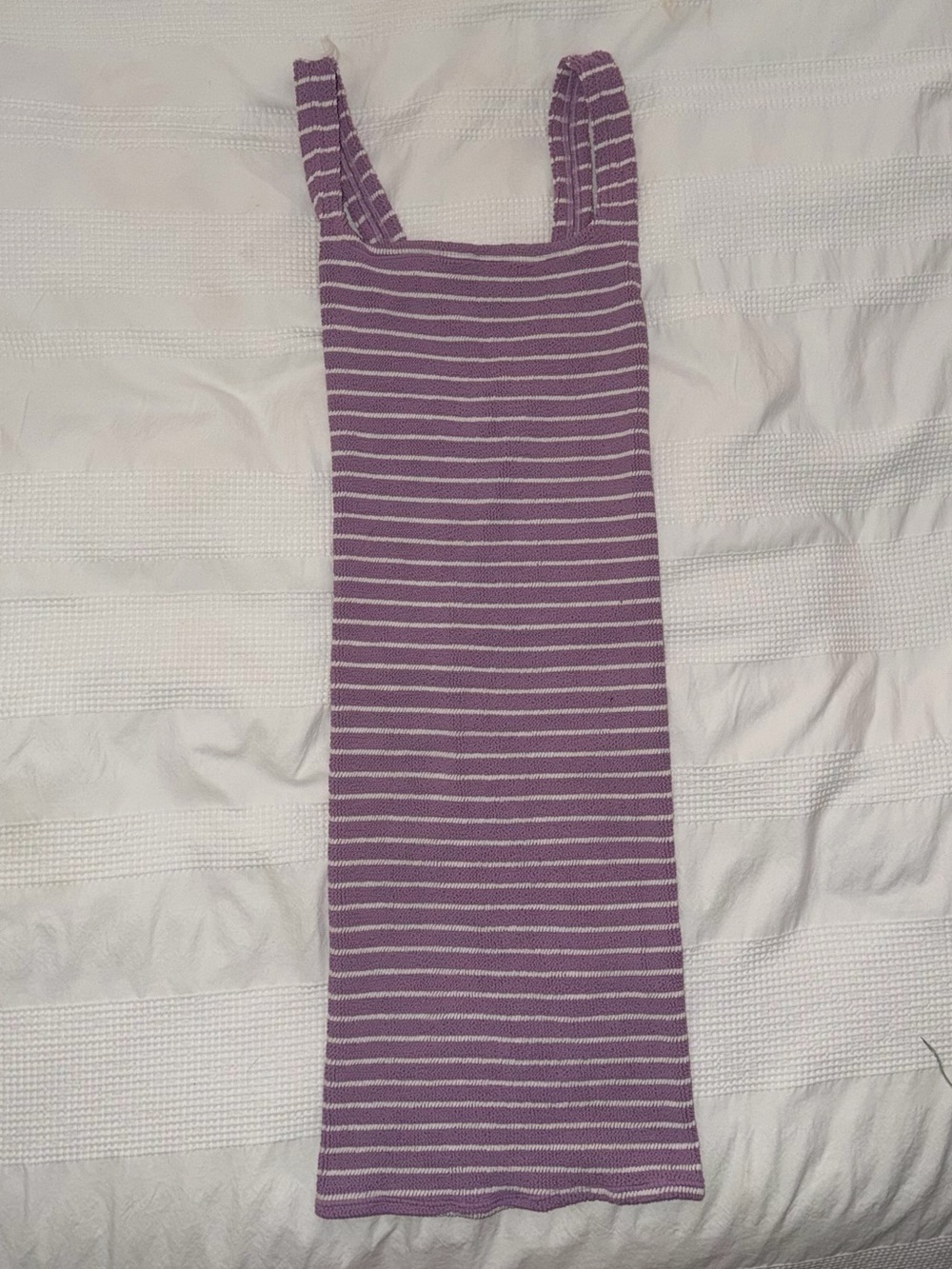 New Hunza G x Helena Christensen Crinkled-Knit Tank Dress Pink White - Picture 8 of 9